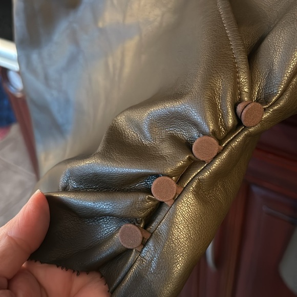 OAK & FORT brown vegan leather wrap top size small - Picture 13 of 13